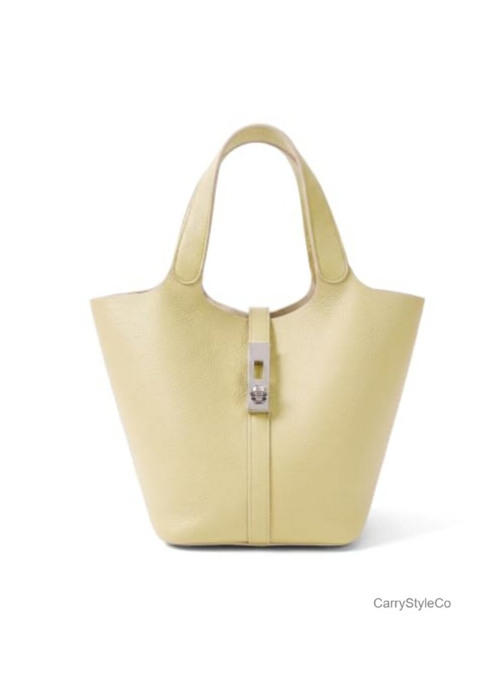 Vegan Leather Bucket Tote Bag Top Handle Satchel Snap Closure Work